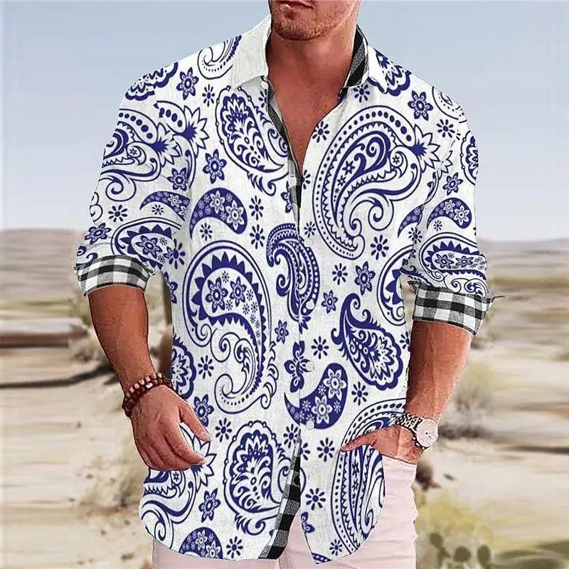 

Printed Collar Single Breasted ort Sve irt Polyester Fiber Stand Fit ort Sve Printed irt for Youth