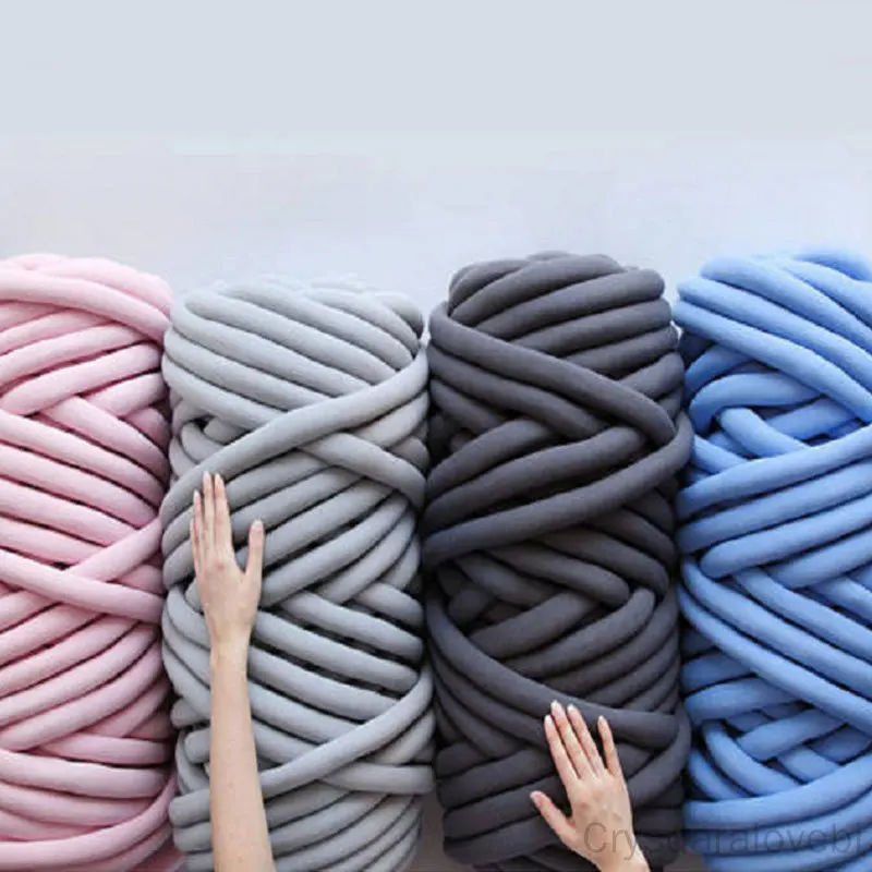 Thick Super Bulky Chunky Yarn for Hand Knitting Crochet Soft Big Cotton DIY Arm Knitting Roving Spinning Yarn for Blanket