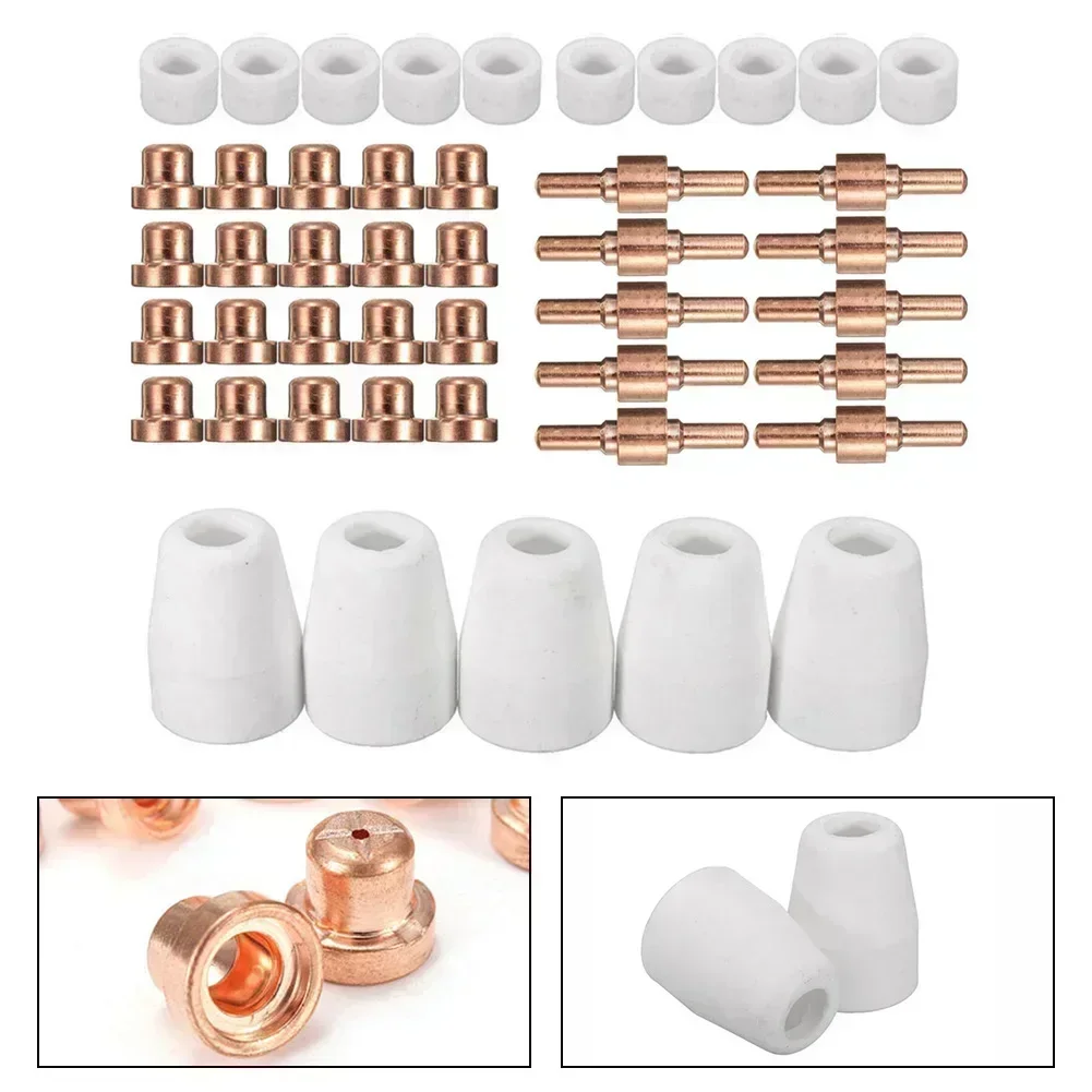 45Pcs 1.1mm Plasma Tips Electrodes Cutter Kit For LG-40 PT-31 Cutting Torch CUT40 Ring Shield Cup Welding Tool Part