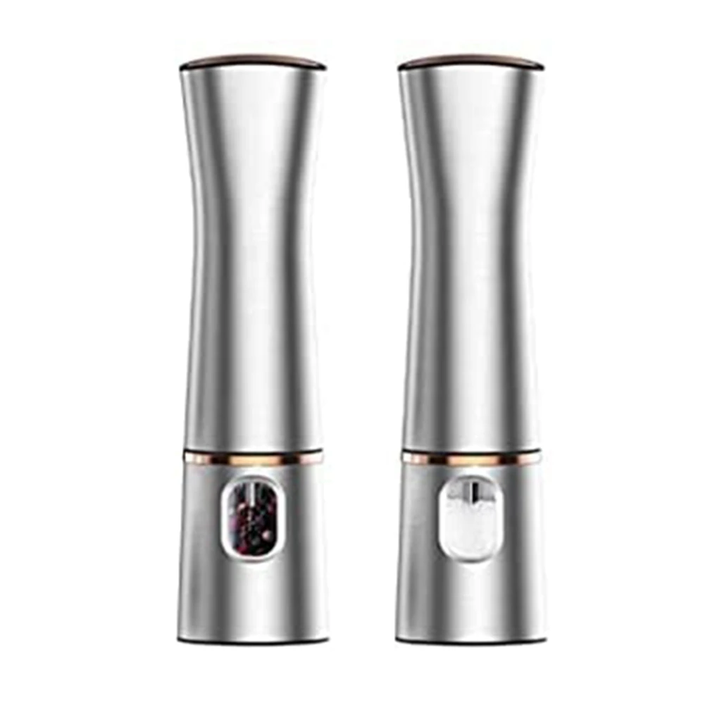 

Electric Salt and Pepper Grinder Set, Automatic Adjustable Shakers - Stainless Steel Powered Salt Grinder for Kitchen