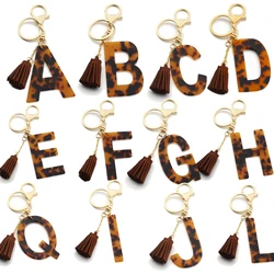 Portable Bangle Letter keychain Accessories Tassel Pendant Sexy Leopard Bracelet Keychain for Women Gift