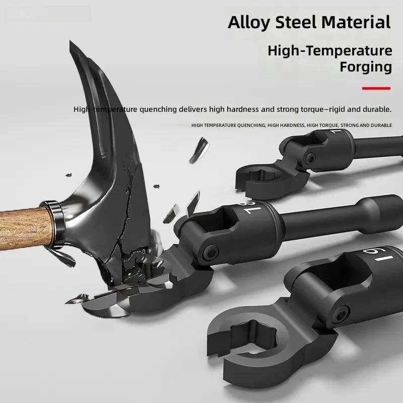 for Universal Head  Wrench Open End Spanner Auto Repair Tool Brake Hydraulic Excavator Tubing Gap Adjustment Wrench