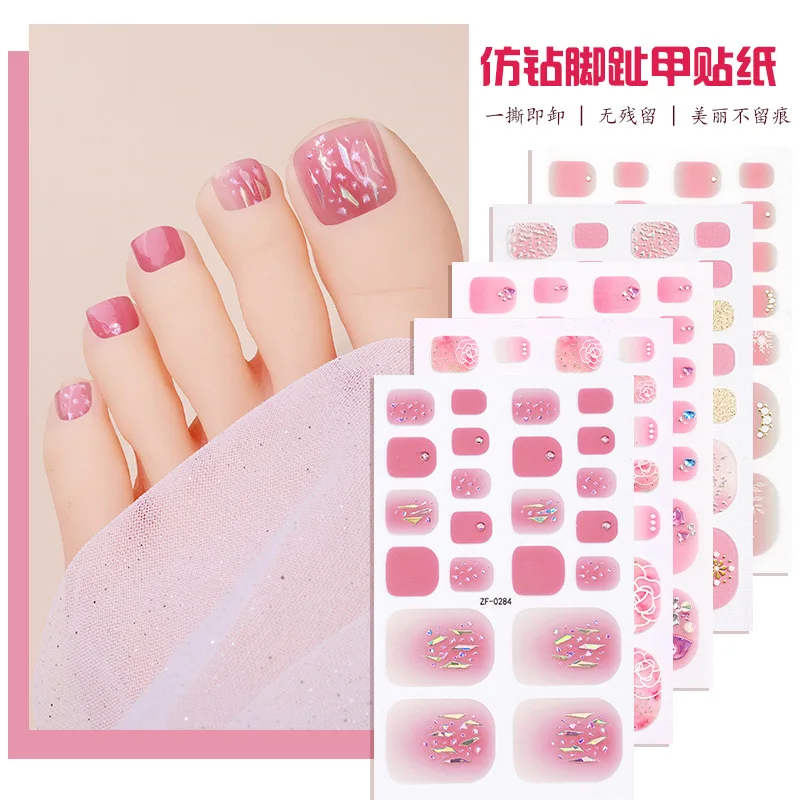 Nueva pegatina transfronteriza para pies, pegatina impermeable para uñas, flash, imitación de diamante, 3D, película tridimensional de aceite para uñas, uñas st