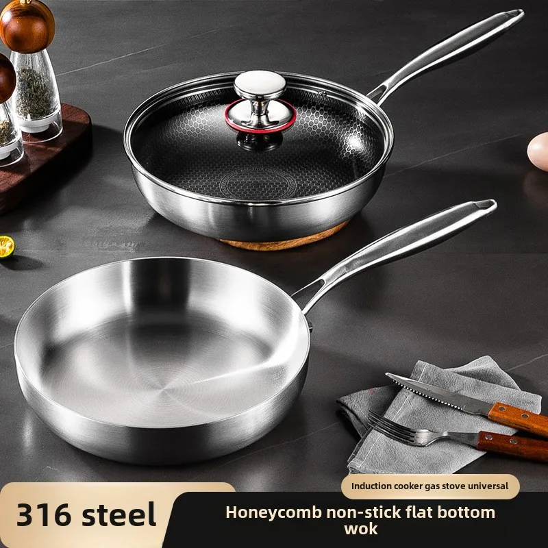 316 stainless steel pan Honeycomb non-stick home steak pan Fried egg fish pan frying pan cookware  wok pan  cast iron cookware