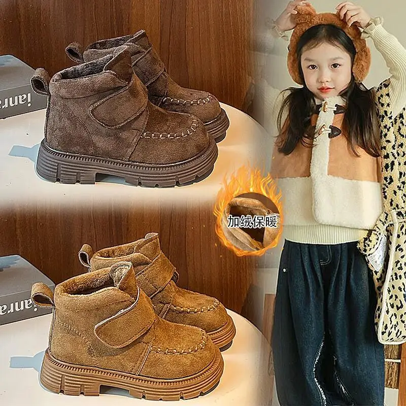 

Kawaii Casual Shoe Fashion Children S Shoe Girls Snow Boots 2025 Autumn Winter Children British Style Soft Sole Ankle New Style