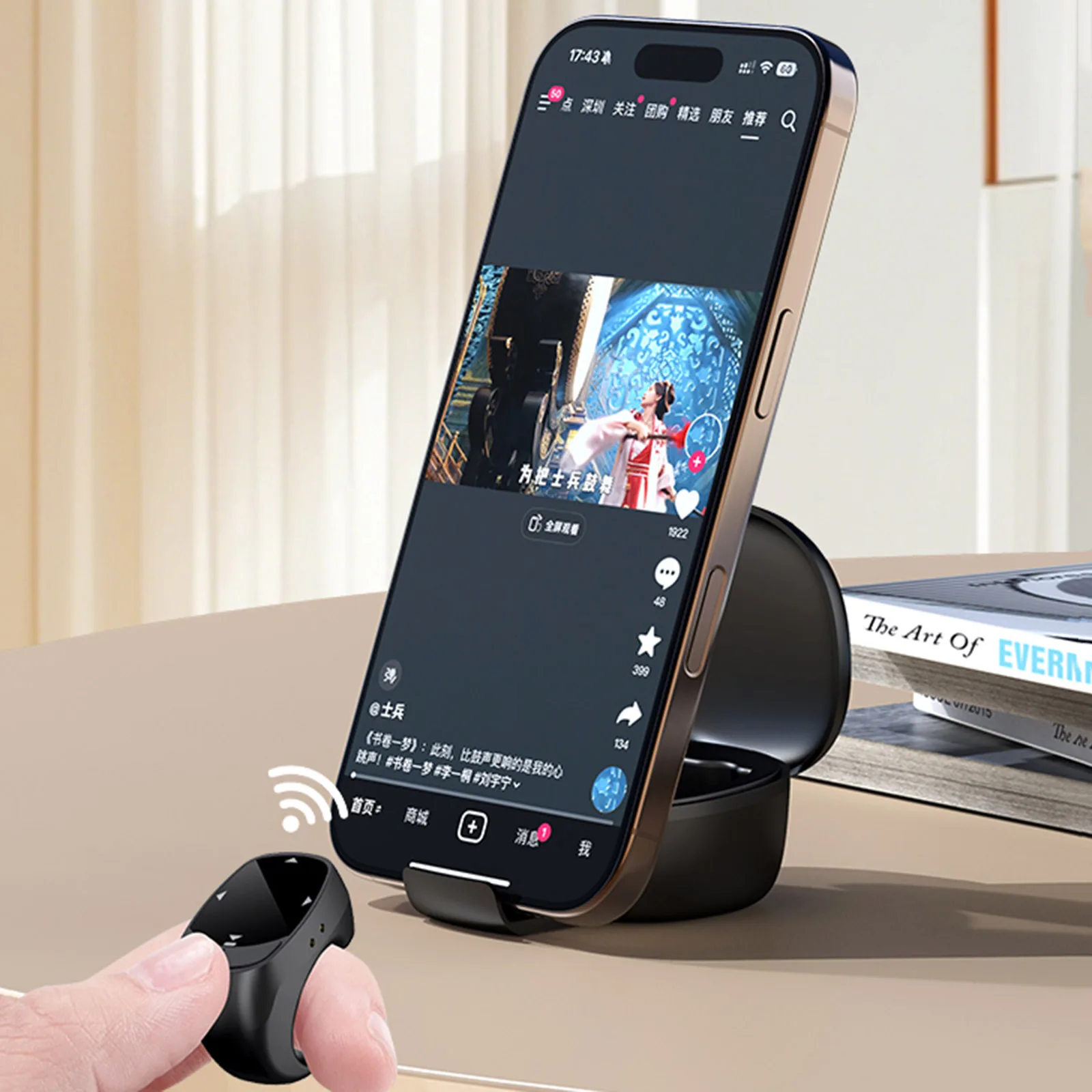 Page Turner Clicker BT Camera Shutter Remote Remote Scrolling Ring Touch Screen Page Turner لجهاز iPhone Android Tablet #3