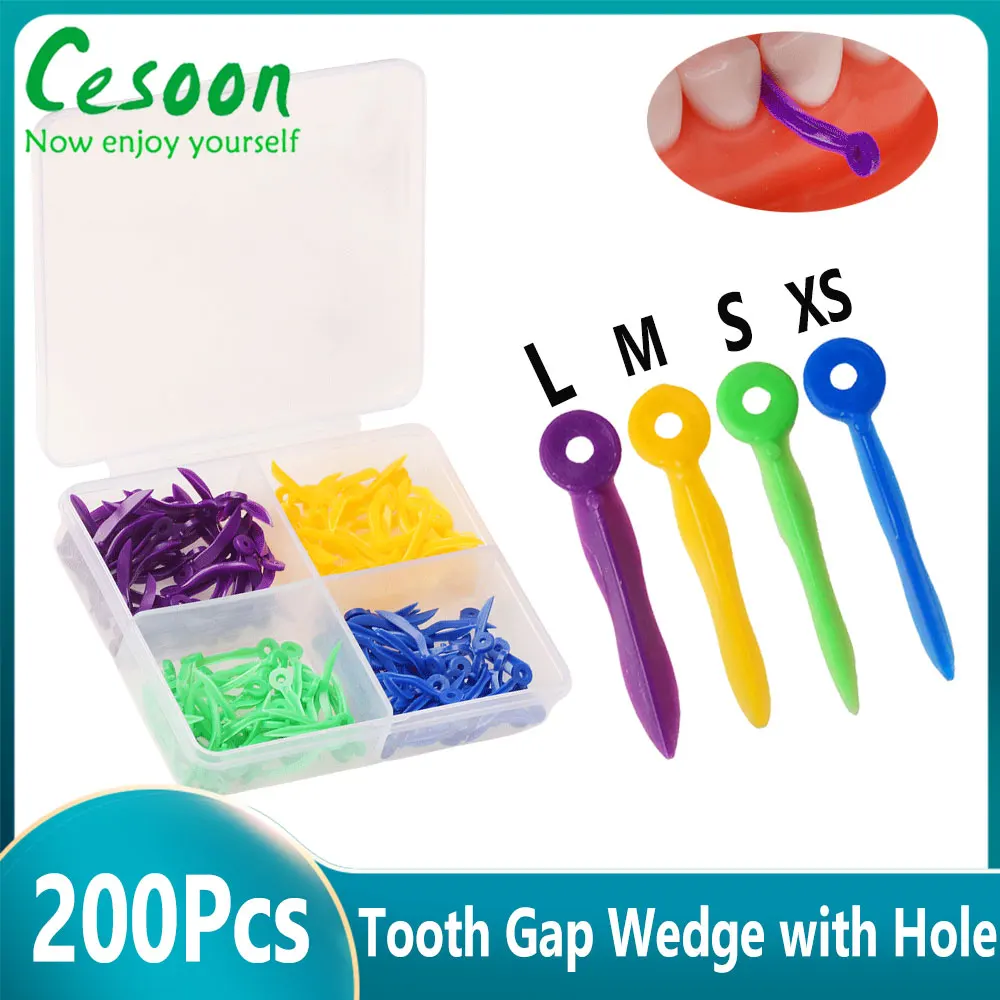 

200Pc Dental Disposable Tooth Gap Wedges With End Circular Hole Medical Plastic 4 Sizes Oral Care Accessories Dentistry Lab Tool