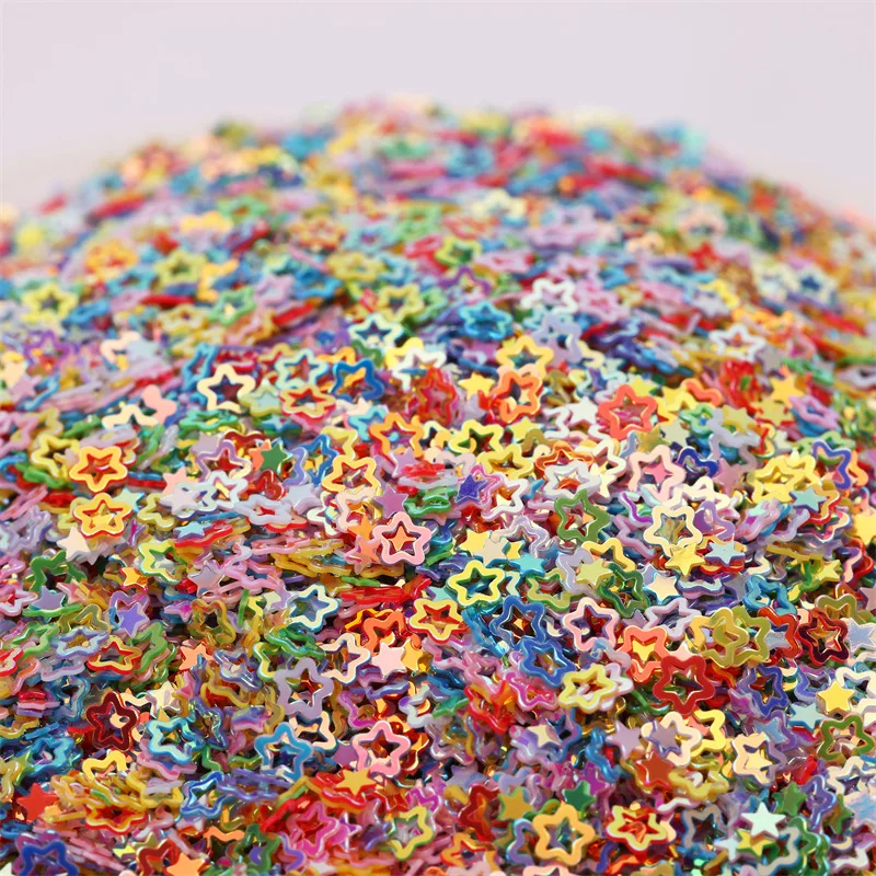 4mm Iridescent Hollow Star Sequins Pentagram Paillettes for Nail Eye Makeup Slime Shaker Journal DIY Craft Decor Fillers