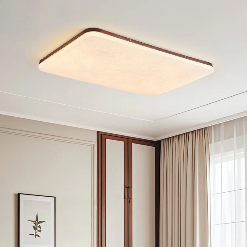 Medieval bedroom light ultra-thin eye protection ceiling light, new Chinese Zen Song Dynasty aesthetic walnut silk room light