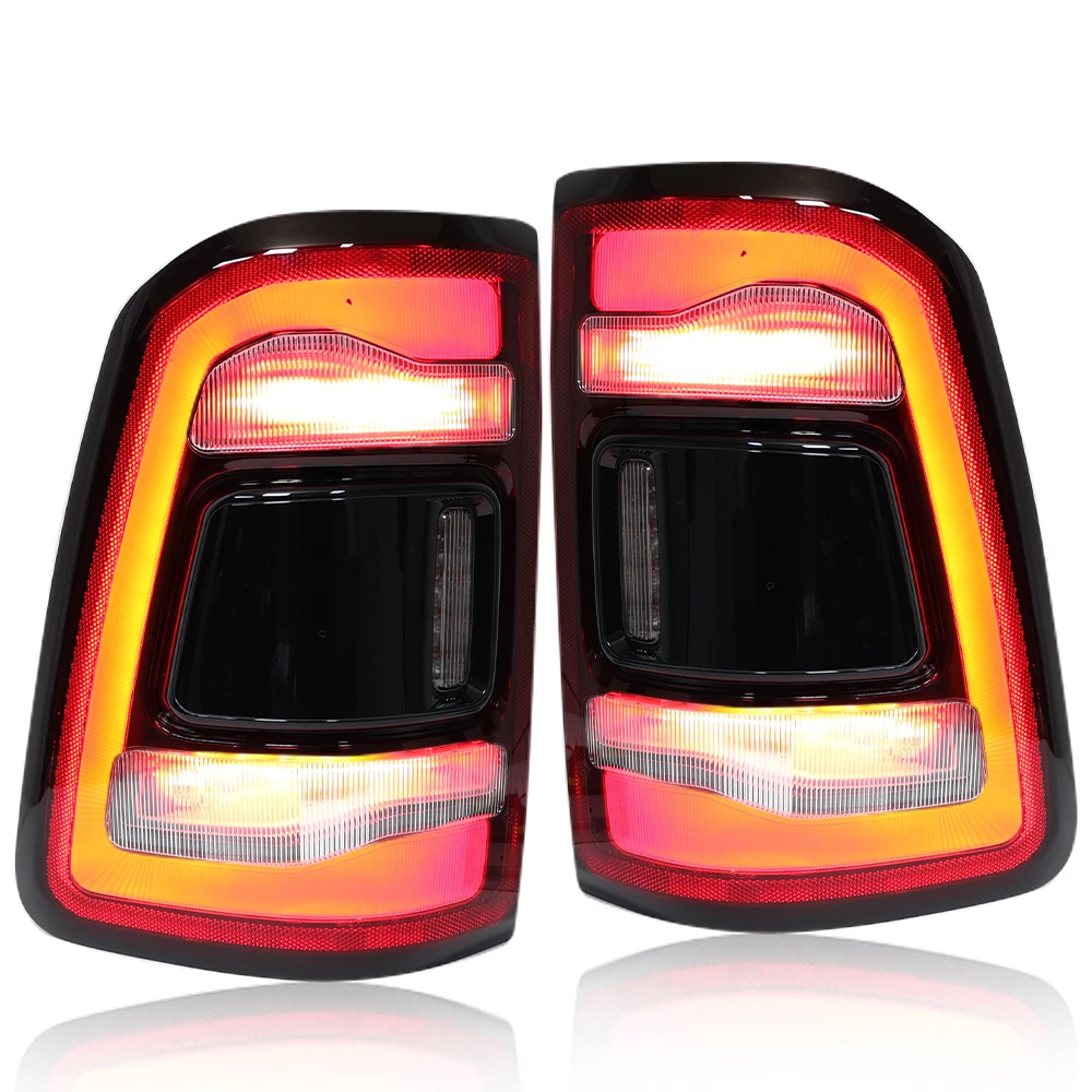 Tail Lights for Dodge RAM 2019 2020 2021 2022 Medium Configuration Without Blind Spots Black Car Assembly 55112992AC 55112993AC
