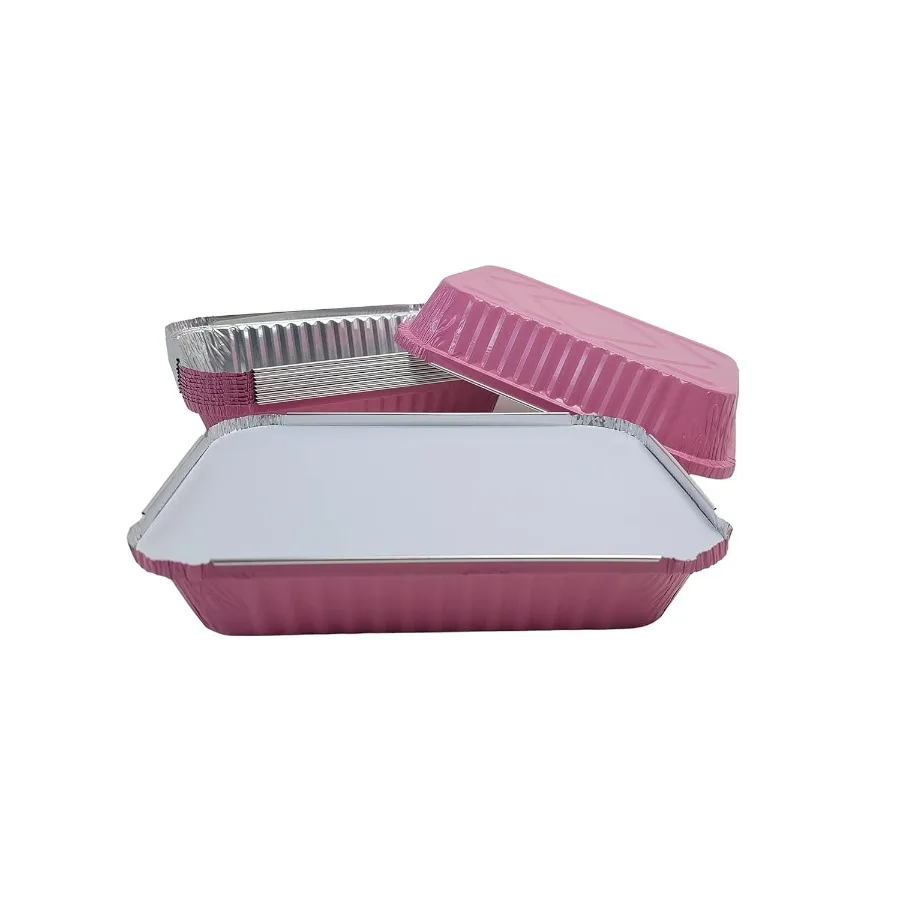 مقالي ملونة ضحلة مع غطاء لوح لتخزين المواد الغذائية والخبز بسعة 1.5 رطل، مقالي من رقائق الألومنيوم مثالية لـ Cooki