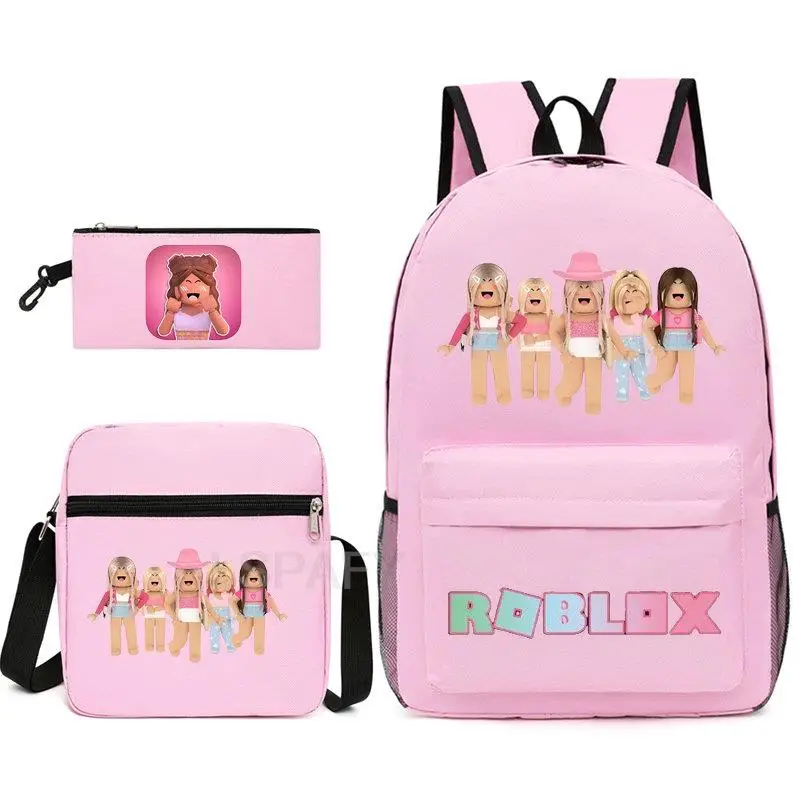 3 szt. Gorący plecak Roblox moda Mochila plecak dla studentów torba na ramię podróżna szkoła torby dla nastolatków na co dzień Mochila