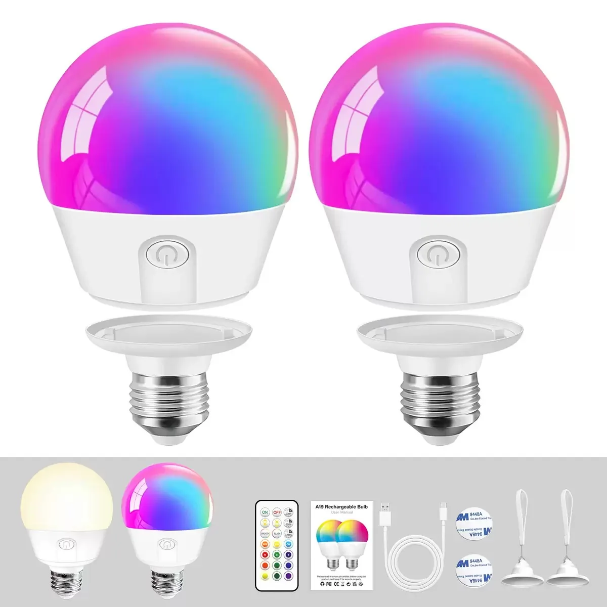 

Rechargeable Bulb LED Bulb Lamp E26 Screw Threaded Home Lighting Electric Lamp Incandescent Hanging Light Phantom Bulb