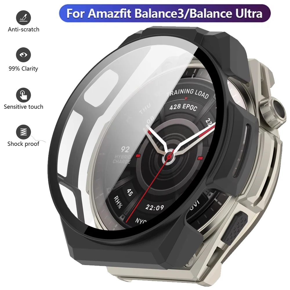 PC Case+Tempered Glass For Amazfit Balance 3/Balance Ultra Screen Protector Full Protective Cover For Amazfit Balance 3 Shell