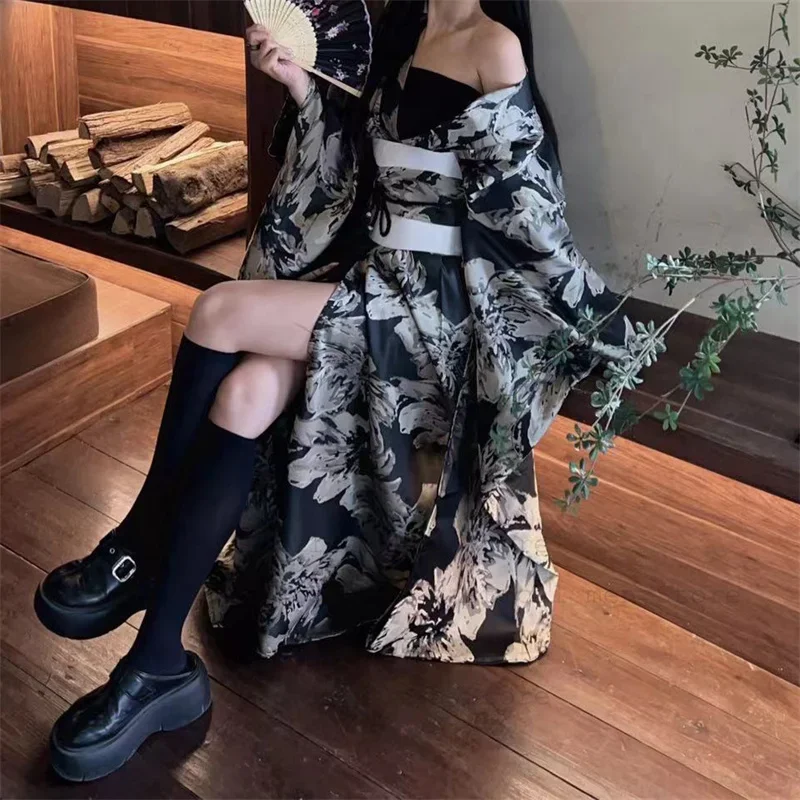 القوطية الظلام كيمونو Jigoku Shoujo Enma Ai فستان خادمة المرأة انمي ياباني تأثيري ازياء كيمونو RobeYukata الزي الرسمي #6