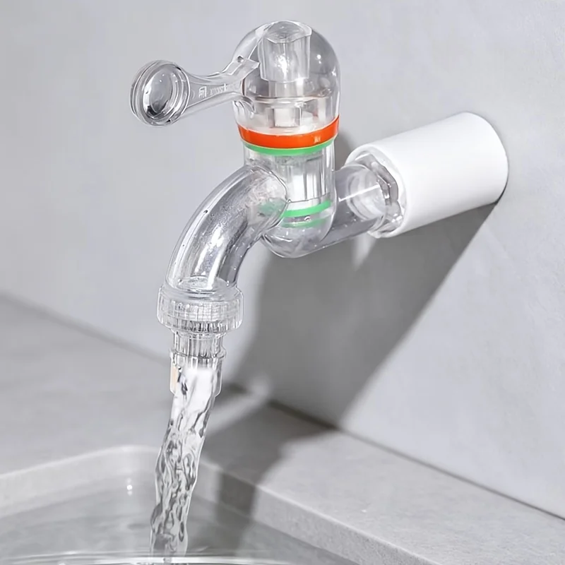 1pc Clear Plastic Faucet, 1/2 Inch Threaded Quick-Open Tap, Anti-Splash Faucet for Garden, Kitchen, Washing Machine And Laundry