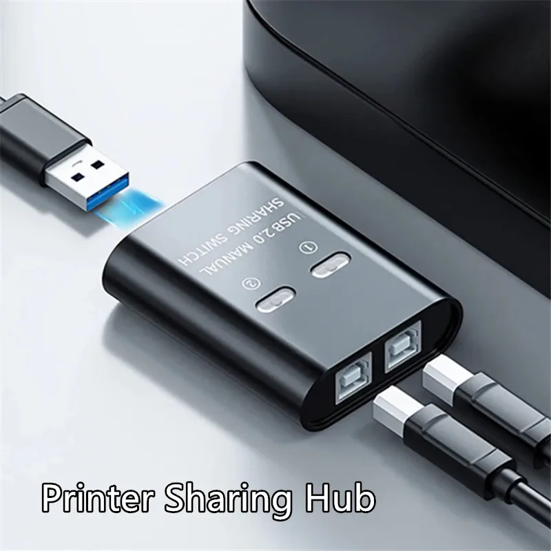 USB Printer Sharing Device 2 In 1 Out Printer Sharing Device 2-Port Manual KVM Switching Splitter Hub Converter Plug And Play