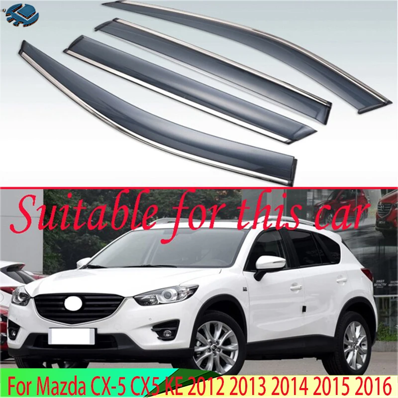 For Mazda CX-5 CX5 KE 2012 2013 2014 2015 2016 Plastic Exterior Visor Vent Shades Window Sun Rain Guard Deflector 4pcs