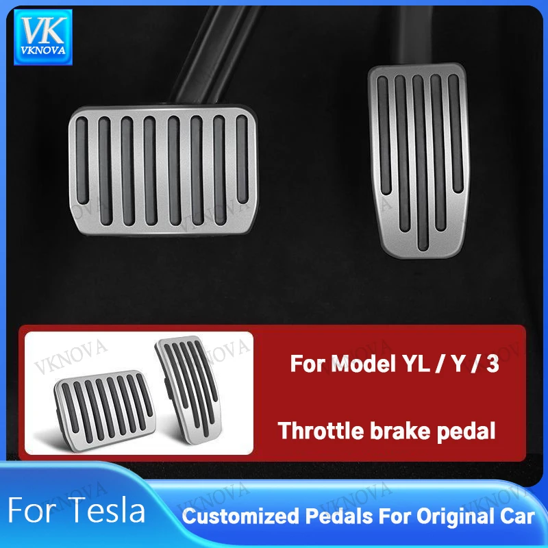 Upgrade Foot Pedal Pads For Tesla Model YL/Y / 3 2026 Non-slip Accelerator Brake Rest Performance Aluminum Mats Accessories