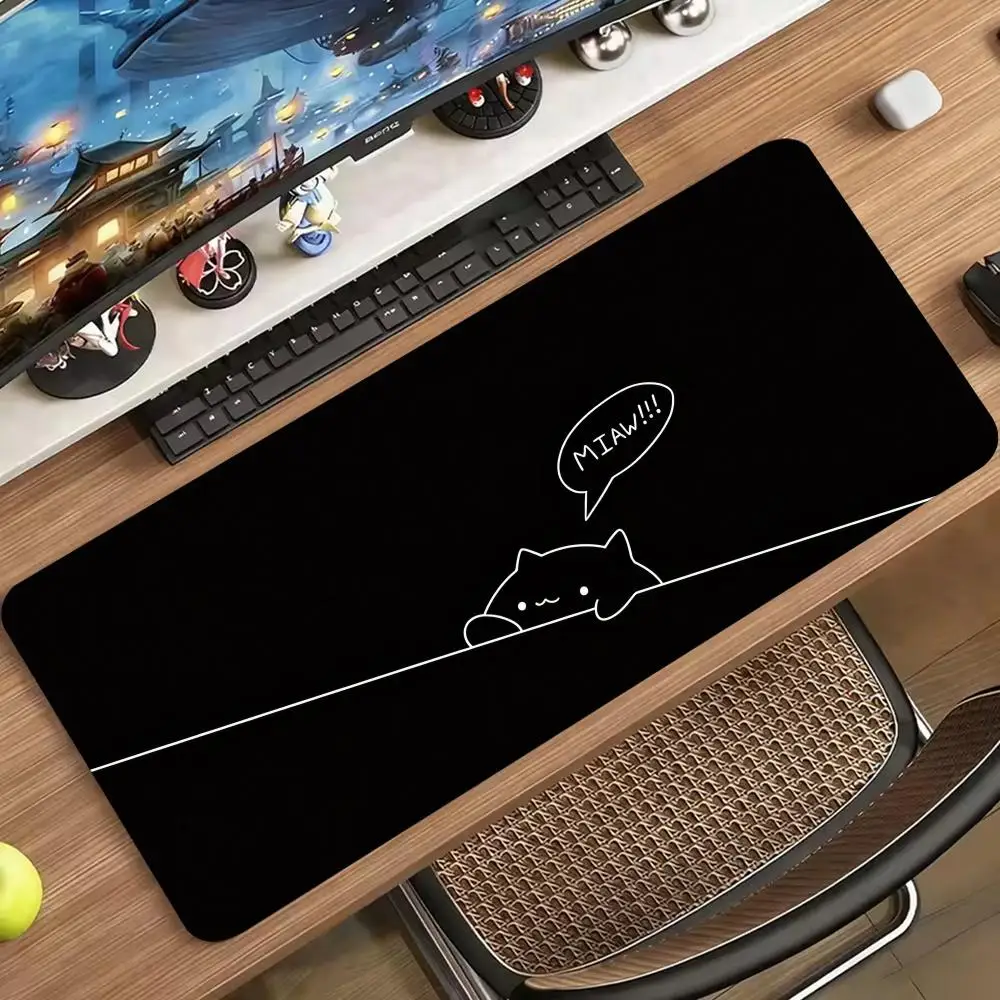 Aesthetic Simple Line Cat Art Non‑Slip Rubber Mouse Pad Smooth Desk Mat For Stable Mouse Control Gaming Laptop Desktop Use