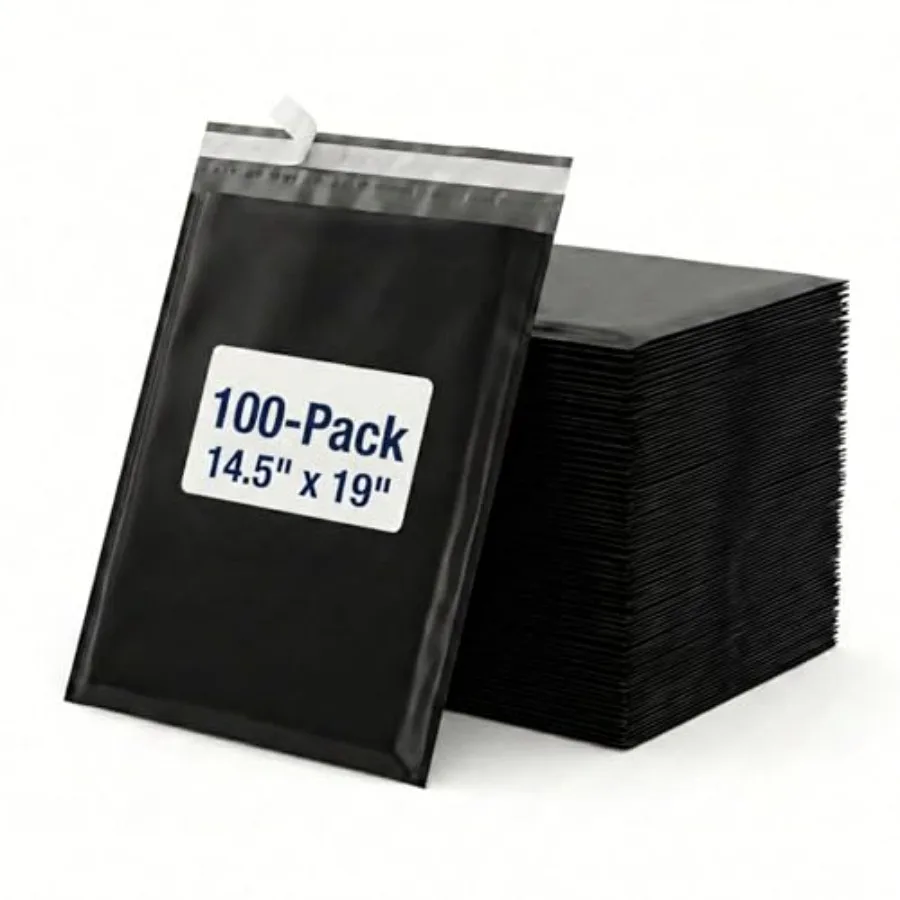 

Shipping Bags 14½" x 19" 100-Pack Black - Large Heavy Duty Self-Adhesive Envelope Poly Mailers for Packing Secure Shipping and