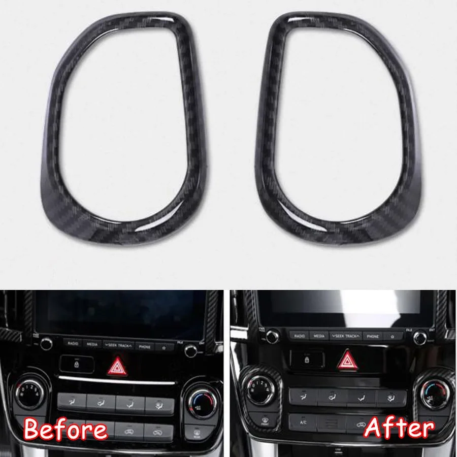 

Car Interior Air Conditioner Adjust Button Switch Decoration Ring Trim Cover Styling For Hyundai IX35 2018 ABS 2Pcs/set