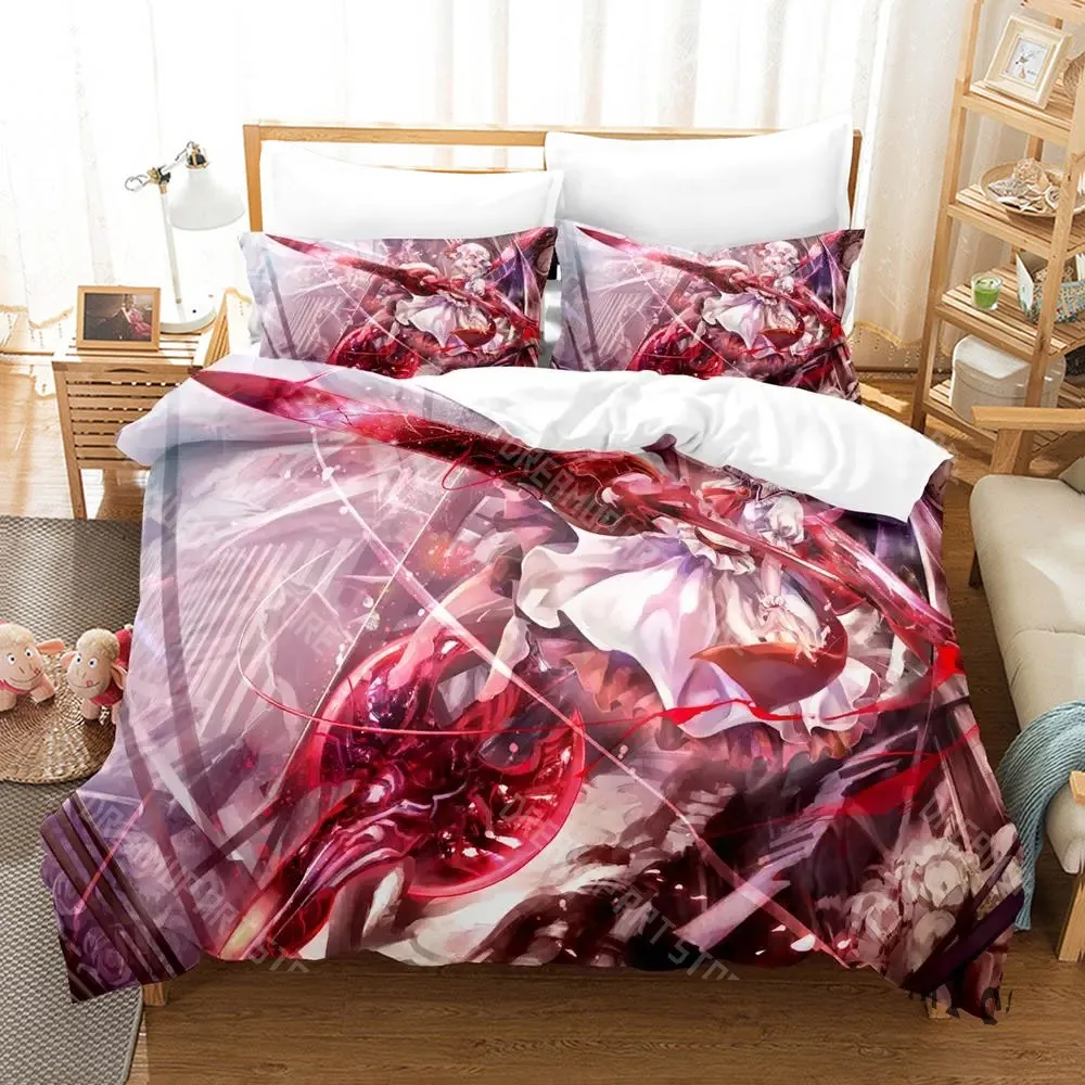 3D Printed Touhou Project Remilia Scarlet Bedding Set for Boys Girls Duvet Cover Twin Queen King Full Single Double Sizes