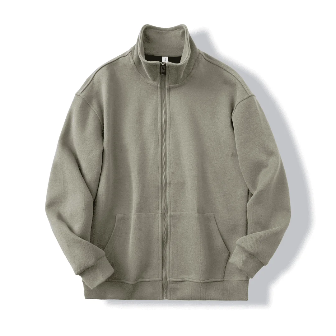 سترة رجالية كاجوال بلون واحد وياقة عالية بسحاب، ملابس خارجية عصرية للخريف، تصميم جديد للجنسين بأكمام طويلة مصنوعة من البوليستر #3