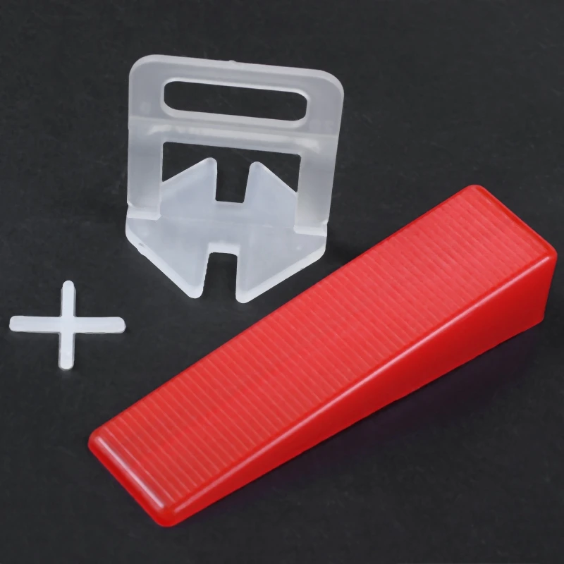 2Mm Level Floor Cross Spacers Tiles Tools Tile Leveling System 200Pcs 2.0Mm Clips + 100Pcs Wedges