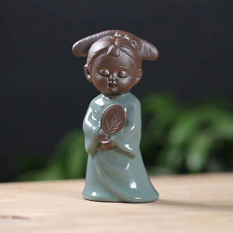 Chinese Style Geyao Lady Monk Chan People Miniatures Figurines Tea Pet Desktop Ornaments Home Decoration