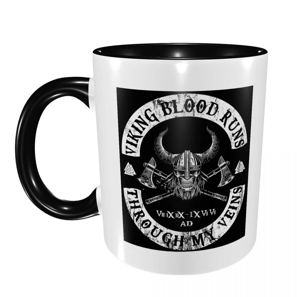 Viking Blood Runs Through My Veins Mug Funny Ceramic Coffee Cups Tea Mugs Milk Cup Drinkware Gifts for Woman Man