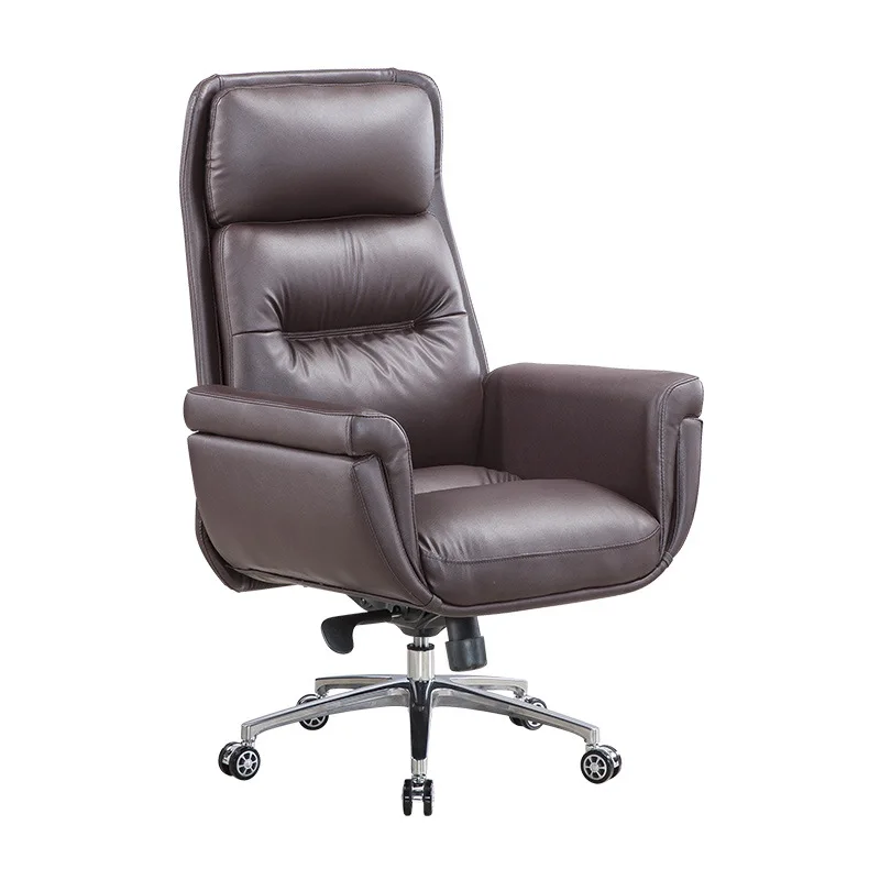 Modern Executive High Back Office Chair Leather PU Adjustable Height Rotating Rolling Casters Plywood Ergonomic Projections