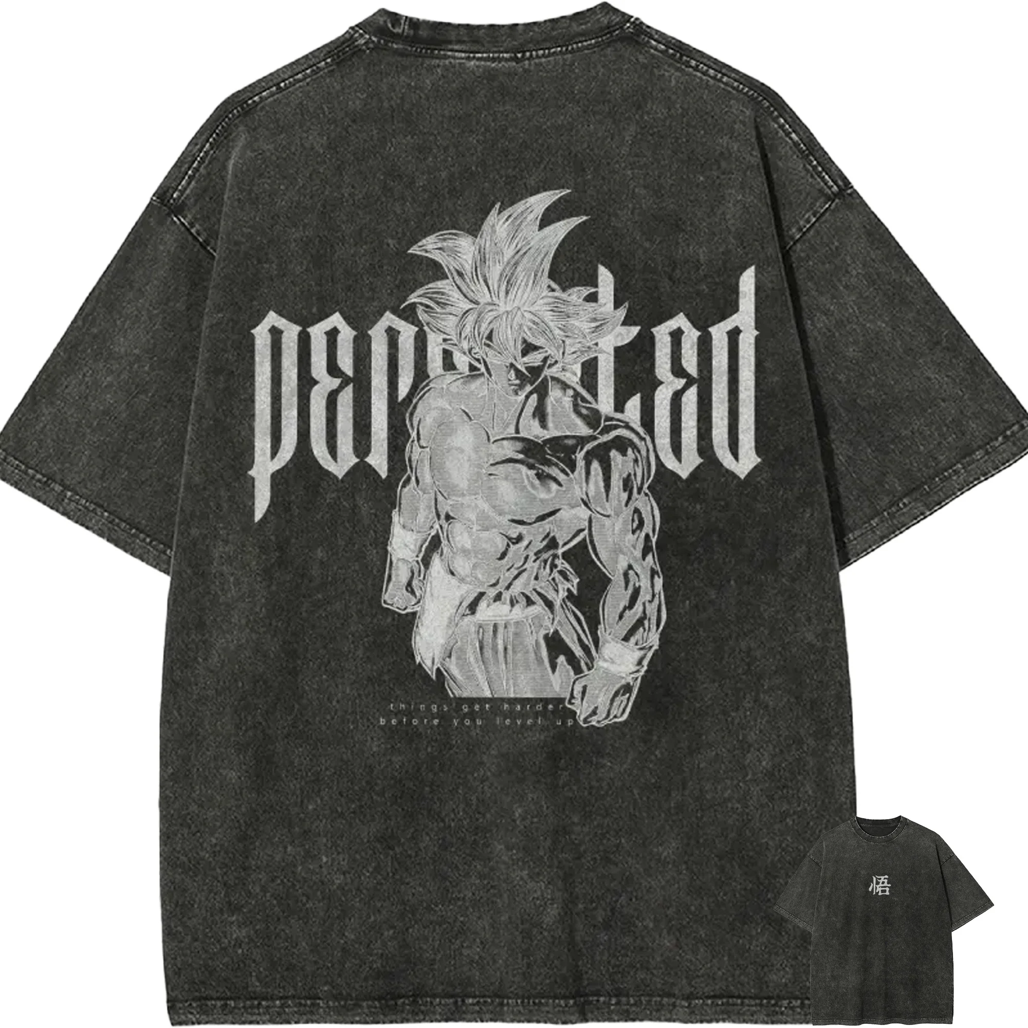 Goku Shirt Dragon Ball Z Anime Herren Vintage Acid Wash Übergroßes Baumwoll-Streetwear Gym Grafik-Muskel-T-Shirt 2026