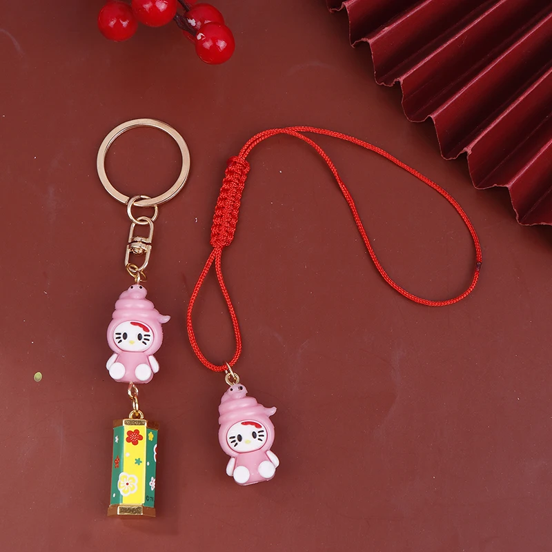 Girly Pink Sweet Cute Kitten Keychain Y2K Keyring Cute KT Cat Bag Pendant Backpack Hanging Decoration For Girl Gifts