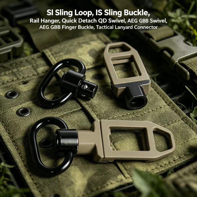 Tactical Lanyard Connector Rail Hanger SI Sling Loop IS Sling Buckle QD Swivel for Outdoor Sport Airsoft Model Mod Gear
