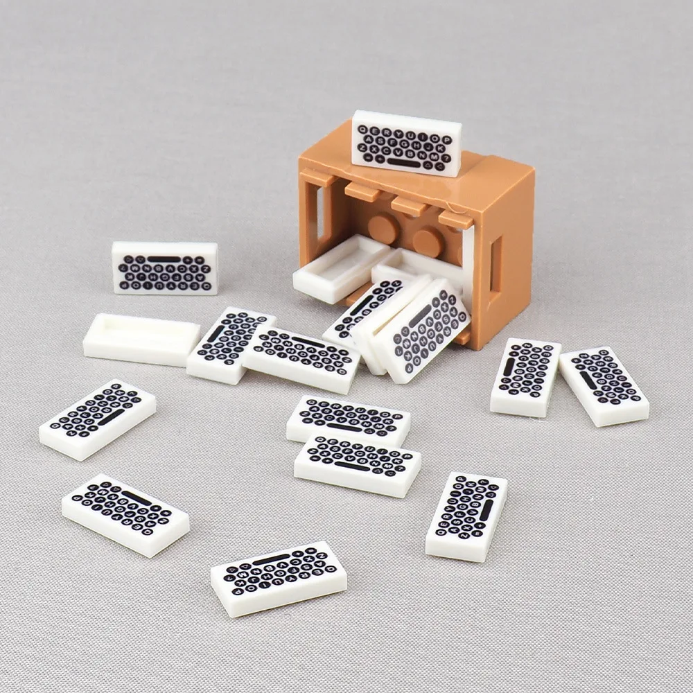 MOC 10PCS 3069 Printed Letter Circle Button Pattern Building Blocks 3069pb Keyboard Alphabet Board Bricks Particle DIY Toy Gifts