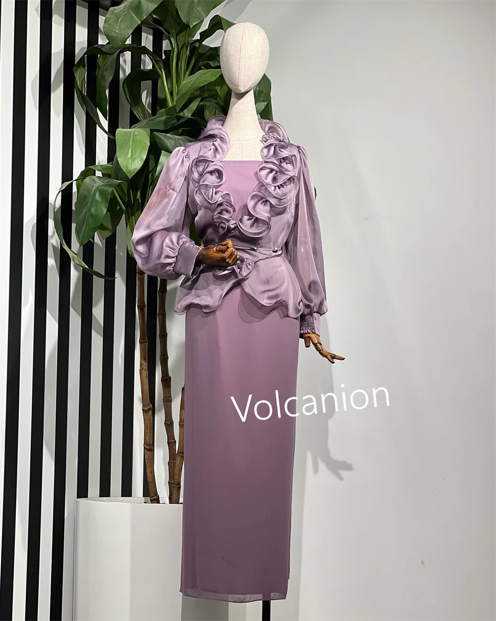 맞춤형 시폰 셔링 스트레이트 스퀘어 넥 미디 드레스 맞춤형 행사 파티 클래식 우아한 공식