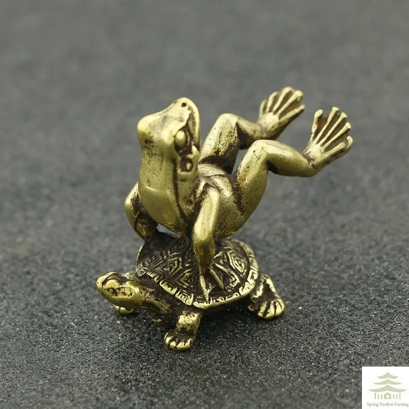 Antique Play Brass Tortoise Frog Miniature Statue Decoration Desk Decoration Home Decoration Bronze Sculpture