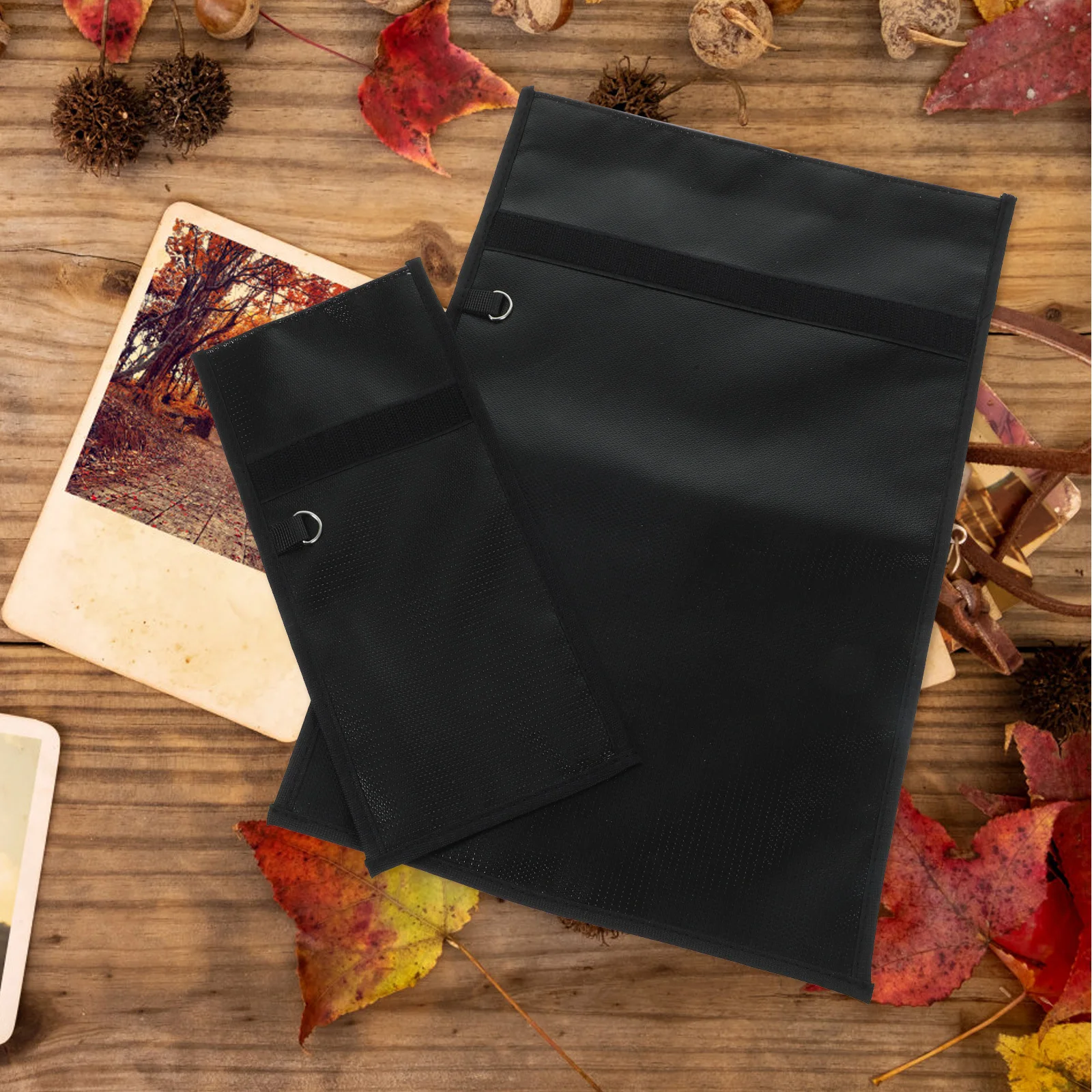 

2pcs Fireproof File Bag Black Glass Fiber Faraday Pouch Theft Tablet Storage Case Phone Bags