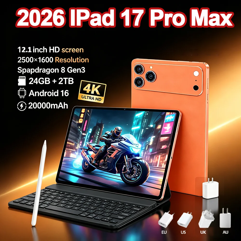 2026 Original Pad 17 Pro Max 20000mAh 12-Inch 24GB+2TB Snapdragon 8gen3 Android 16 4K HD WIFI 5G Dual SIM Call Android tablet