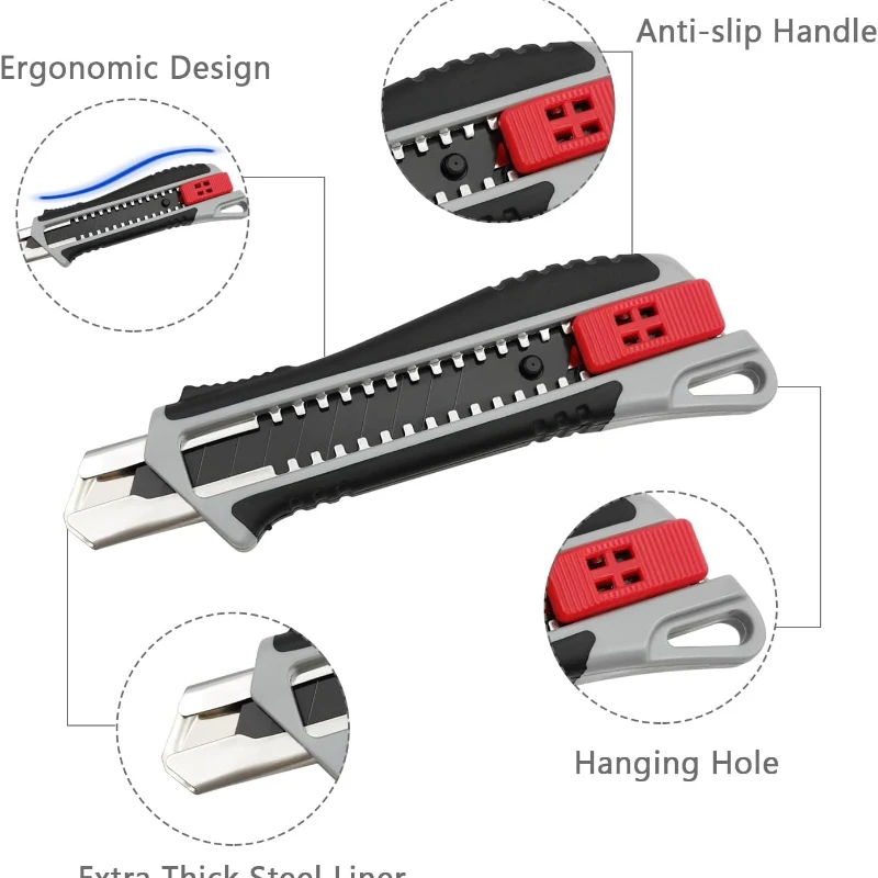 QYQRQF Retractable Box Cutter Heavy Duty Utility Knife Box Cutter Knife Metal Cutters for Cutting Cardboard Paper Leather (3pcs)