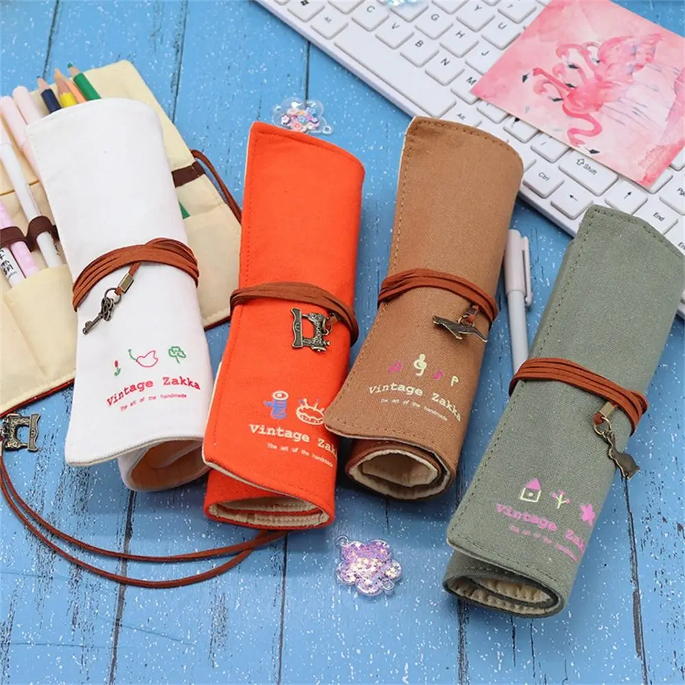 12 Holes Pencil Case Roller Pencil Pouch Pen Bag Roll Up Pen Bag Cloth Cosmetics Bag Roll Pencil Bag School Supplies