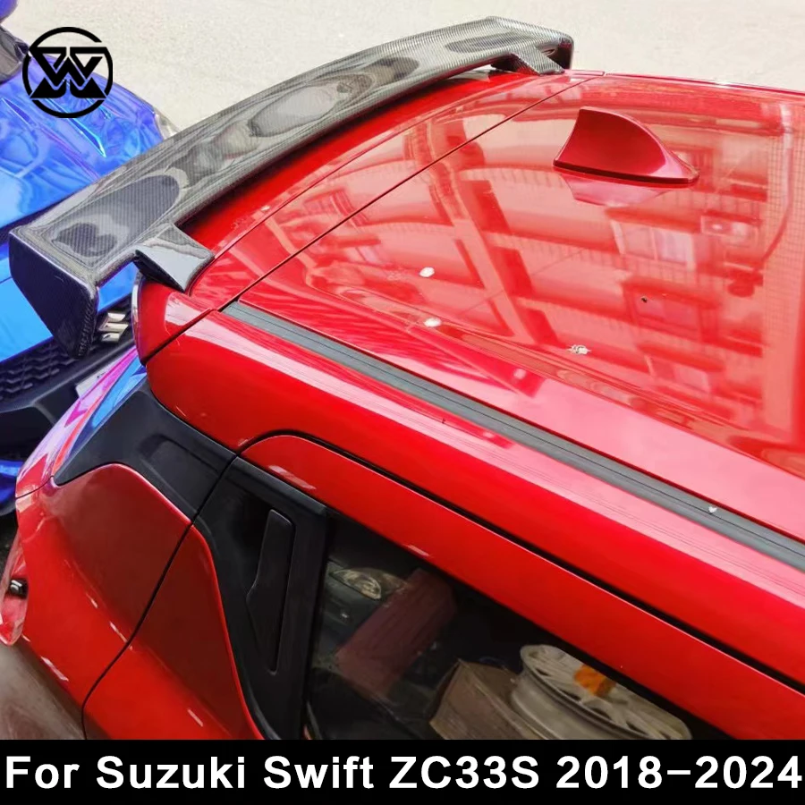 For Suzuki SWIFT Sport ZC33S 2018+ Carbon Fiber Rear Boot Spoiler Wings Lip Car Styling Rear Trunk Lip Splitter Body Kit