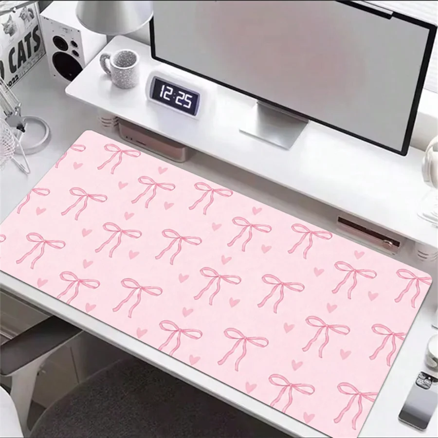 Kawaii Cartoon Bowknot Leather Mouse Pad Non-Slip Desk Pad Waterproof And Oil Stain Resistance Leather Tabletop Pad Mousepad