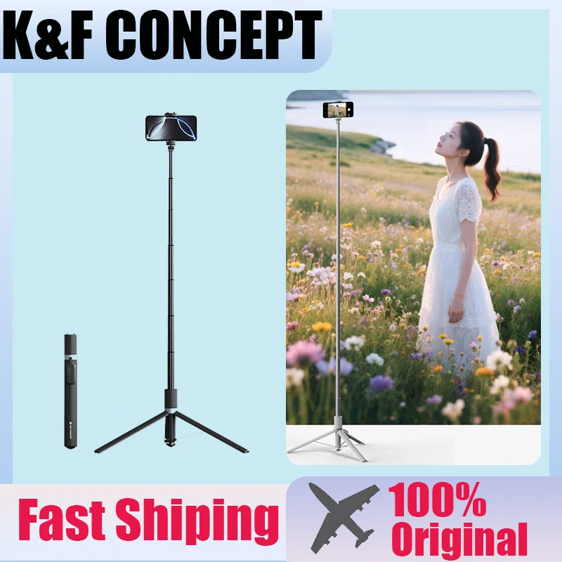 

K&F CONCEPT Новая мобильная палка для селфи 1,75 м, портативный штатив для селфи 360° ° Вращающийся штатив для съемки для фотографии в путешествиях на открытом воздухе