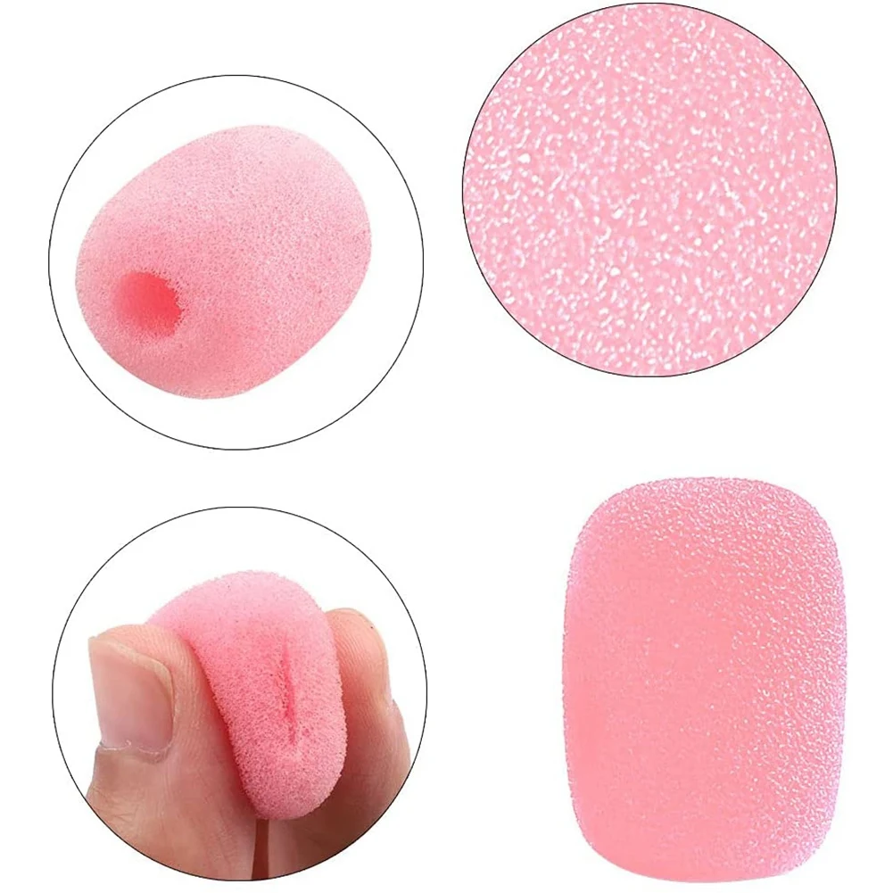 10 Pack Lapel Headset Microphone Windscreen, Microphone Sponge Foam Cover Mini Size Lavalier Microphone Windscreen Pink