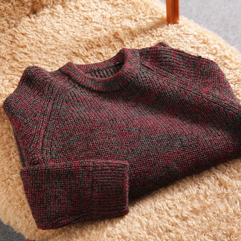

Thiened Full Wool Knitted Sweater round Ne Lazy oulder Sve Men's Faion Urban Winter Casual Long Sve Crew Ne