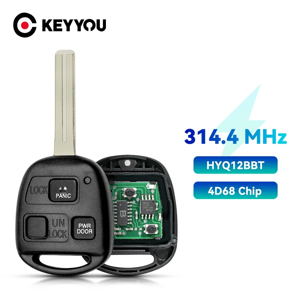 

KEYYOU 3 Buttons Car Remote Key 4D68 Chip 314.4MHz FOB for Lexus RX330 RX350 RX400h HYQ12BBT