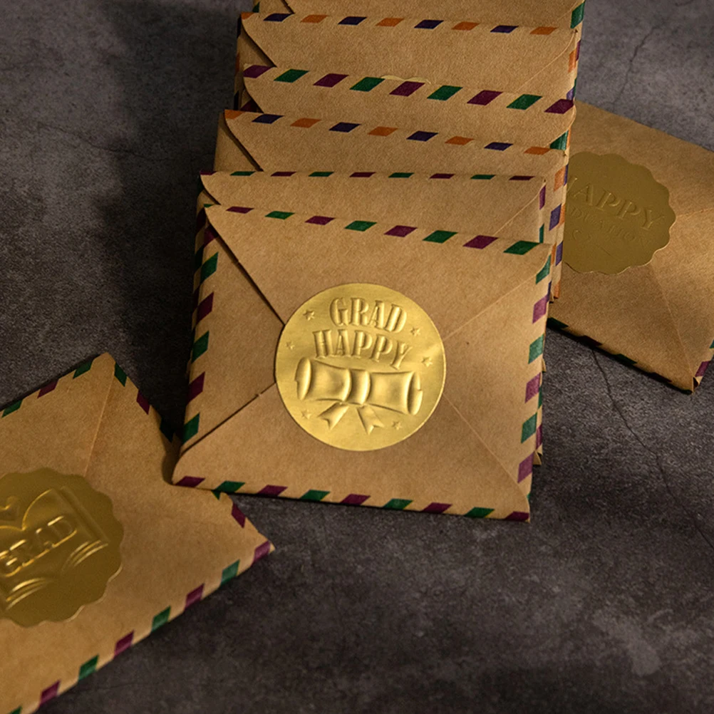 

20 Sheets Graduation Decorative Sealing Stickers For Gift Box Packaging Anti-Wear Gold Foil Adhesive Labels Party Favors