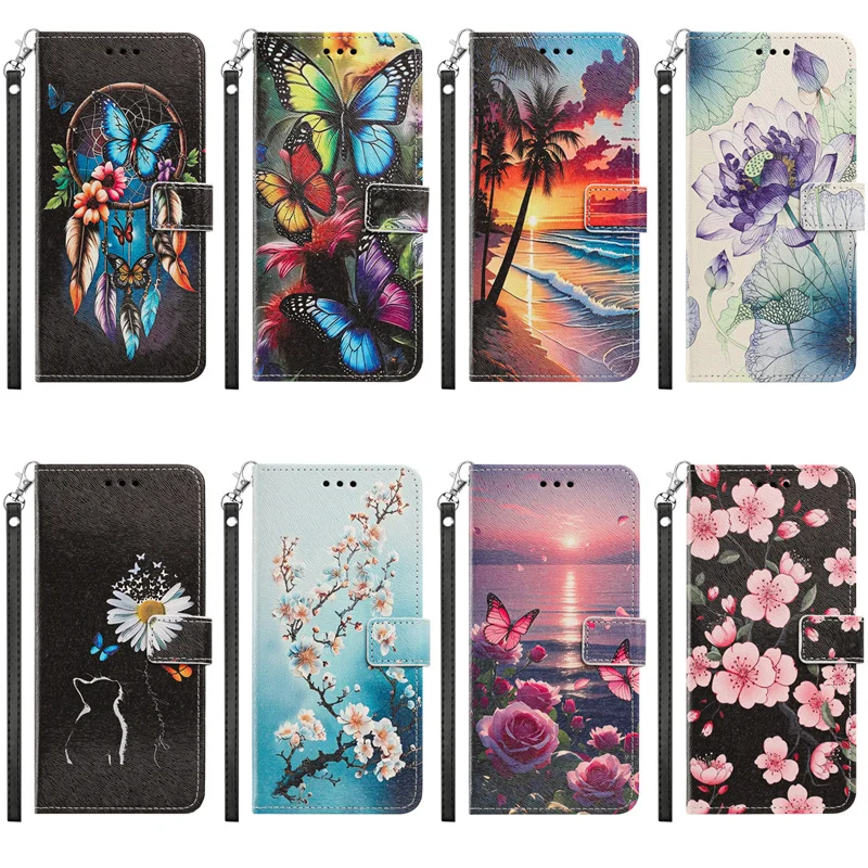 Sunset Painted Case for Realme 16 15 14 13 Pro Plus 15T P4 Power P3 P3X Narzo 80 Lite Note 70T C85 C75 Wallet Leather Cover Case